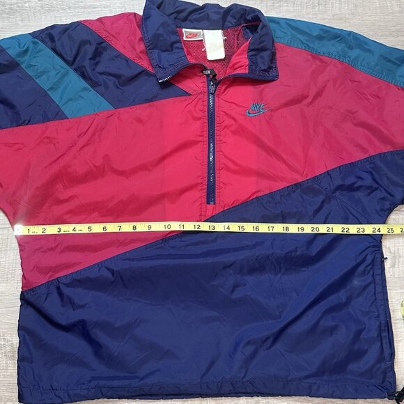 Vintage 90s Nike Colorblock Windbreaker Coat Track Jacket Adult L/XL Half Zip - Picture 8 of 10